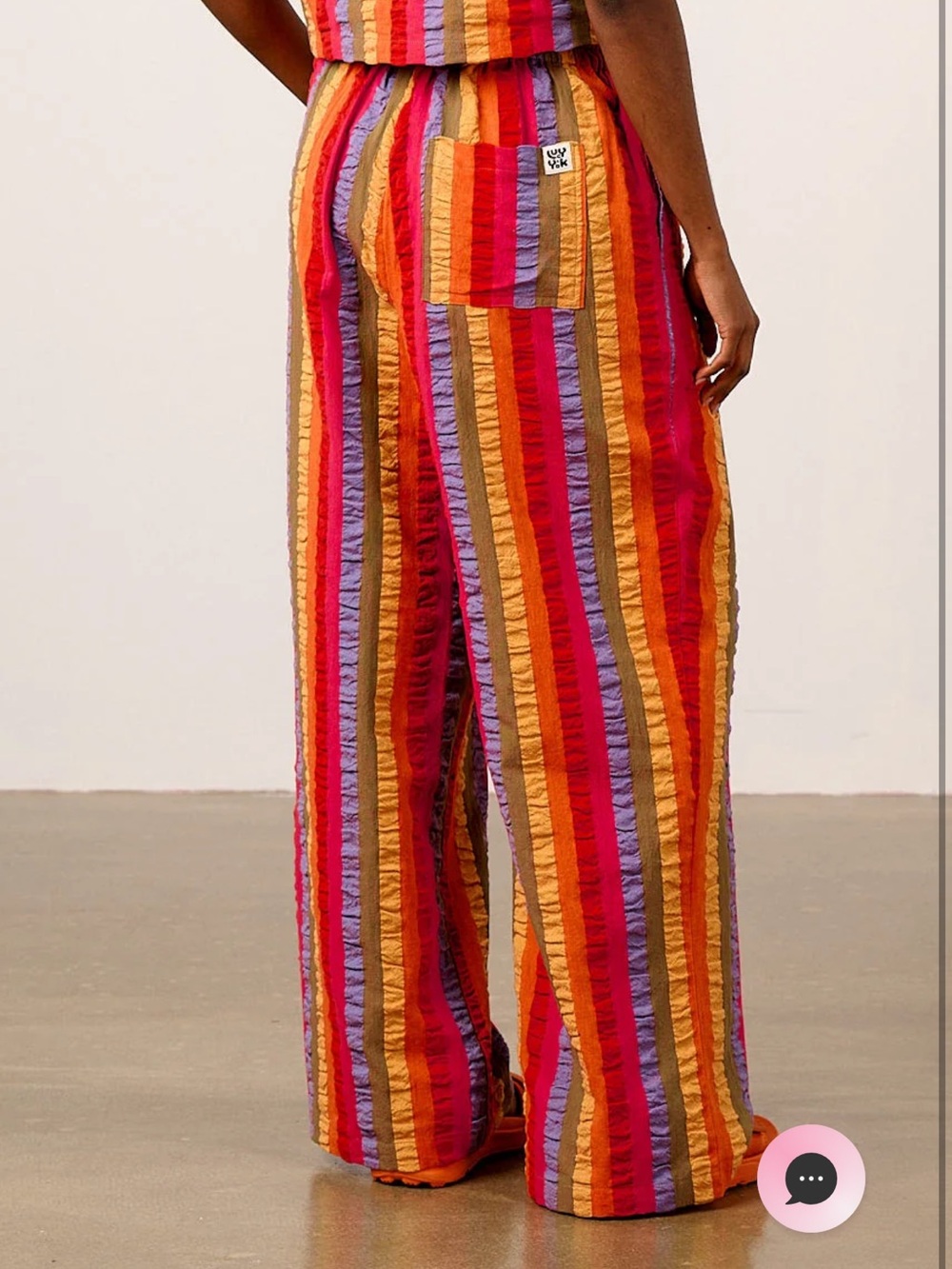 Lucy & Yak - Norris - Wide Leg Cotton Trousers in Wide Rainbow Stripe - Picture 5 of 8